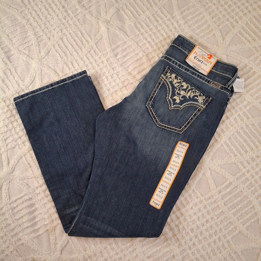 Cruel Denim‎ Hannah Jeans Womens 31/11S Dark Wash Slim Bootcut Embroidered NWT